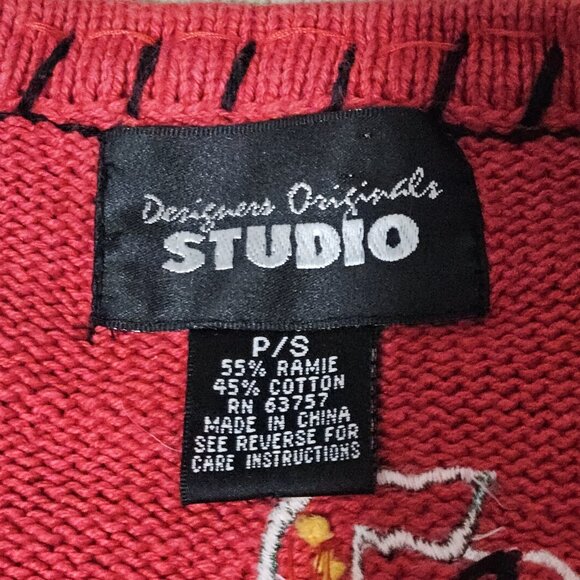 Design Originals Studio Womens Size P/S Red Ugly Christmas Sweater Vest Vintage - Picture 4 of 6